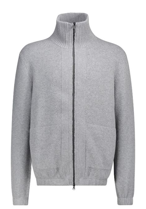 Gray Wool Bomber Sweater with Zip ALPHA STUDIO |  | AU-7220N1091